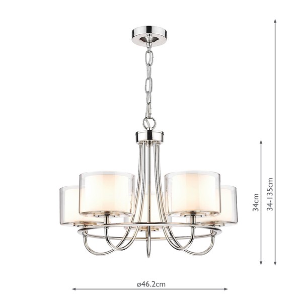 (image for) Laura Ashley Southwell 5lt Chandelier Polished Nickel & Glass Shades